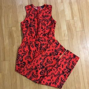 ASOS 8 RED TANK JUMPSUIT ANIMAL PRINT STRAIGHT LEG